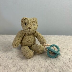 Ryan & Rose Tan Teddy Bear Plush Stuffed Animal Lovey Pacifier Holder Teether